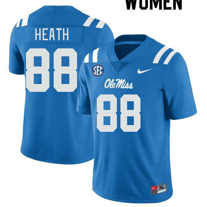 Women #88 Kyirin Heath Ole Miss Rebels College Football Jerseyes Stitched Sale-Powder Blue